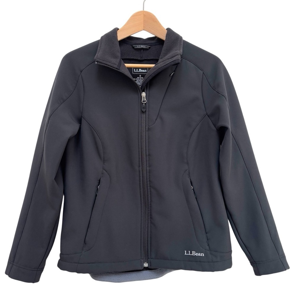 L.L. Bean Women's Fleece Lined Soft Shell Jacket Windbreaker Black Small